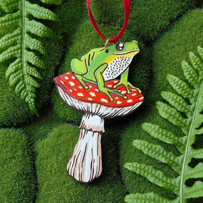 Frog Mushroom Ornament Ornaments