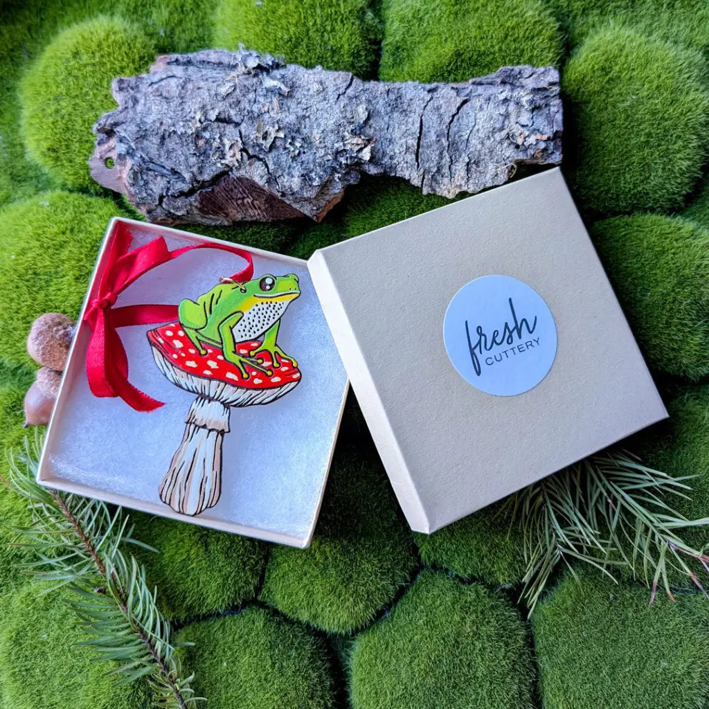 Frog Mushroom Ornament Ornaments
