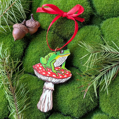 Frog Mushroom Ornament Ornaments