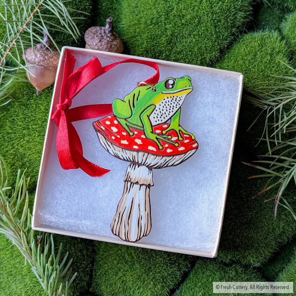 Frog Mushroom Ornament Ornaments