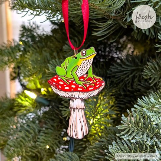 Frog Mushroom Ornament Ornaments