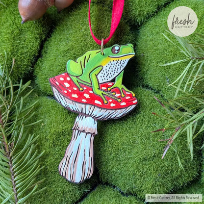Frog Mushroom Ornament Ornaments
