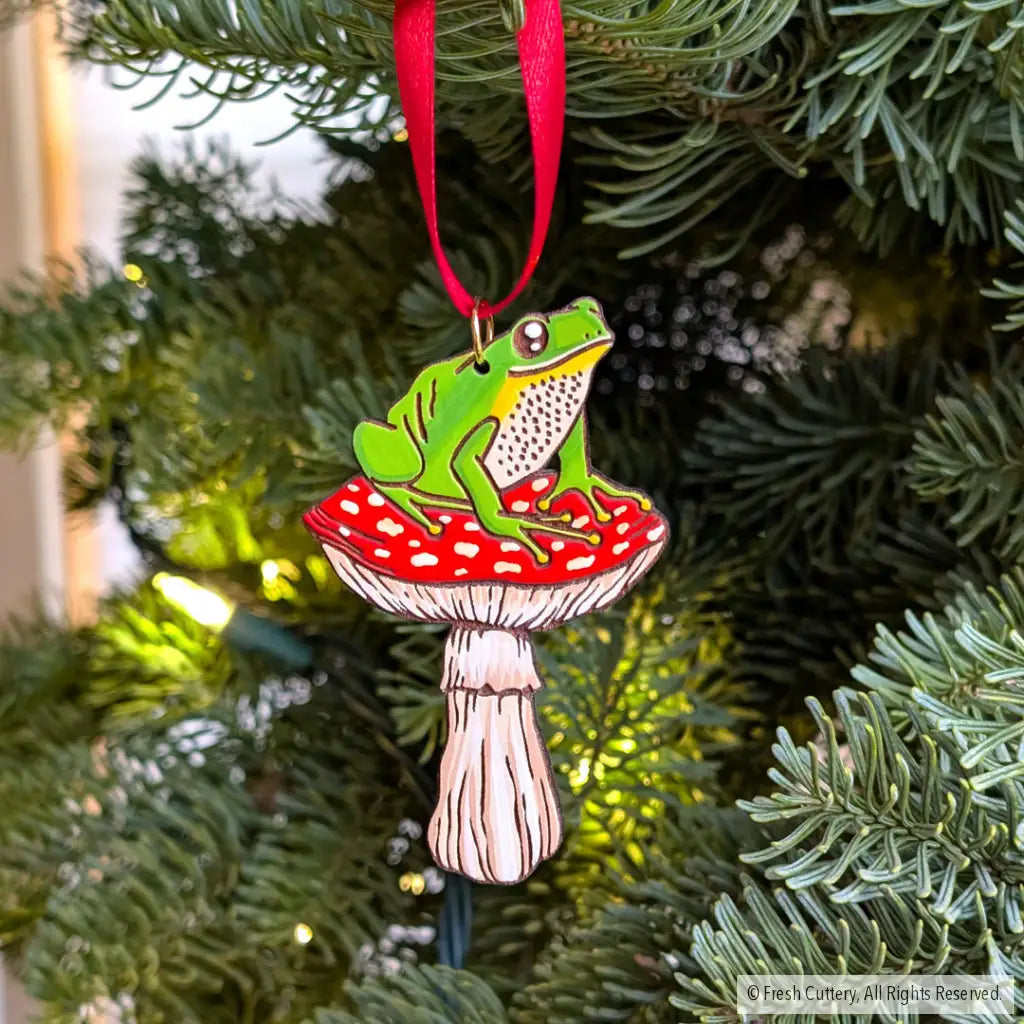 Frog Mushroom Ornament Ornaments