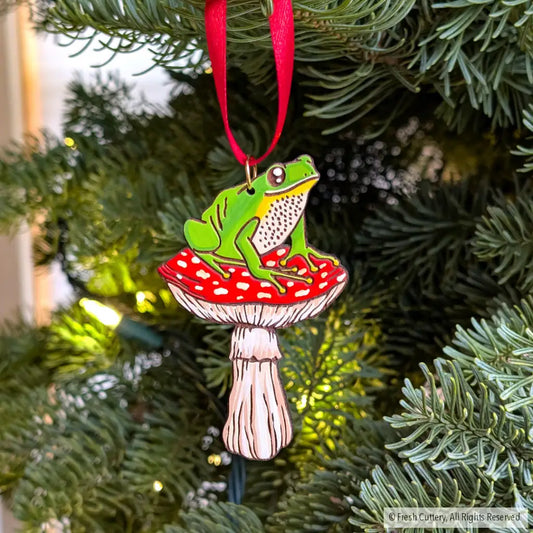 Frog Mushroom Ornament Ornaments