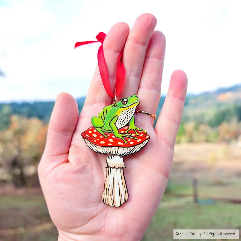 Frog Mushroom Ornament Ornaments
