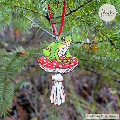 Frog Mushroom Ornament Ornaments