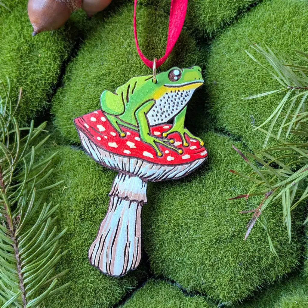 Frog Mushroom Ornament Ornaments