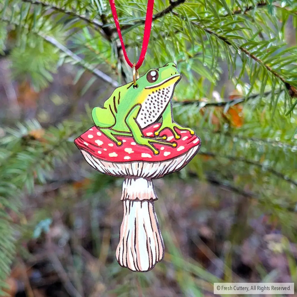 Frog Mushroom Ornament Ornaments