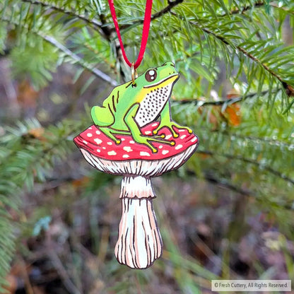 Frog Mushroom Ornament Ornaments