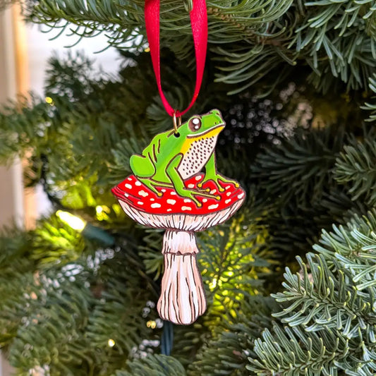 Frog Mushroom Ornament Ornaments
