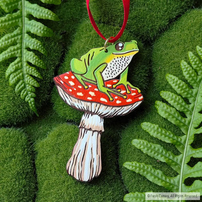 Frog Mushroom Ornament Ornaments