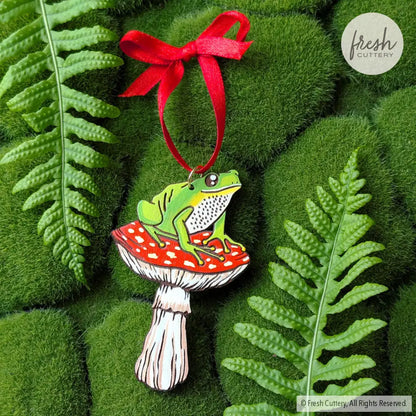 Frog Mushroom Ornament Ornaments