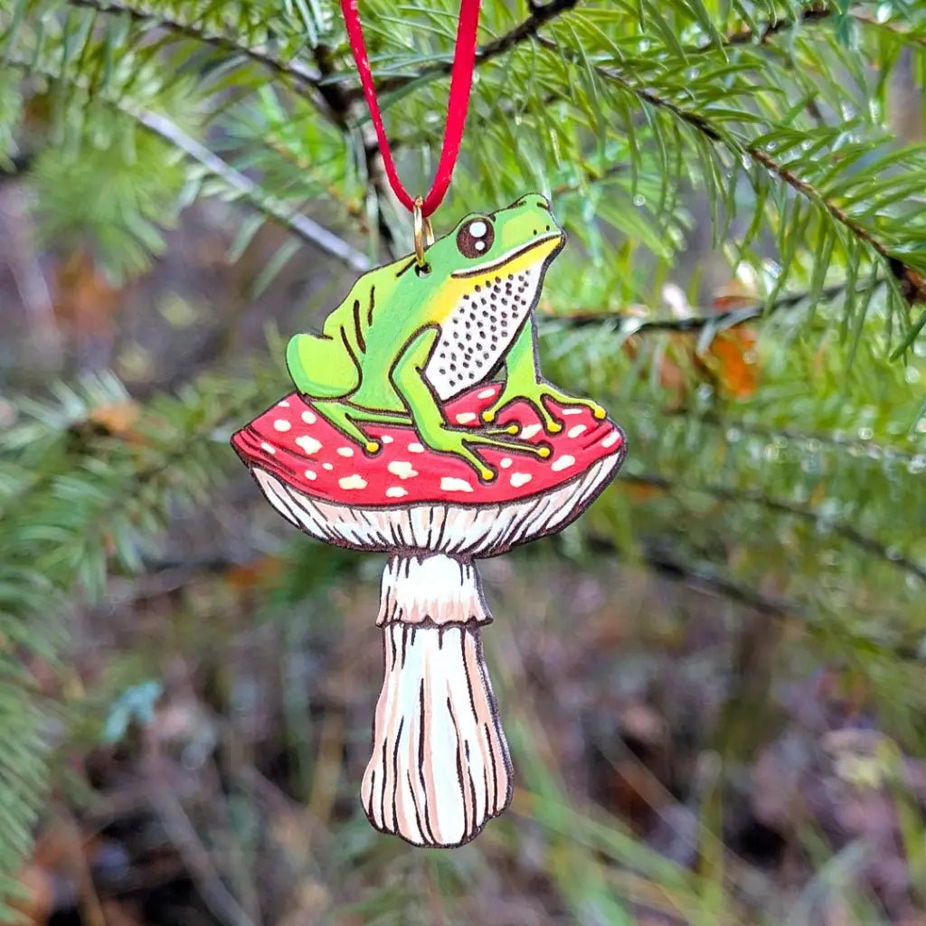 Frog Mushroom Ornament Ornaments