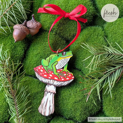 Frog Mushroom Ornament Ornaments