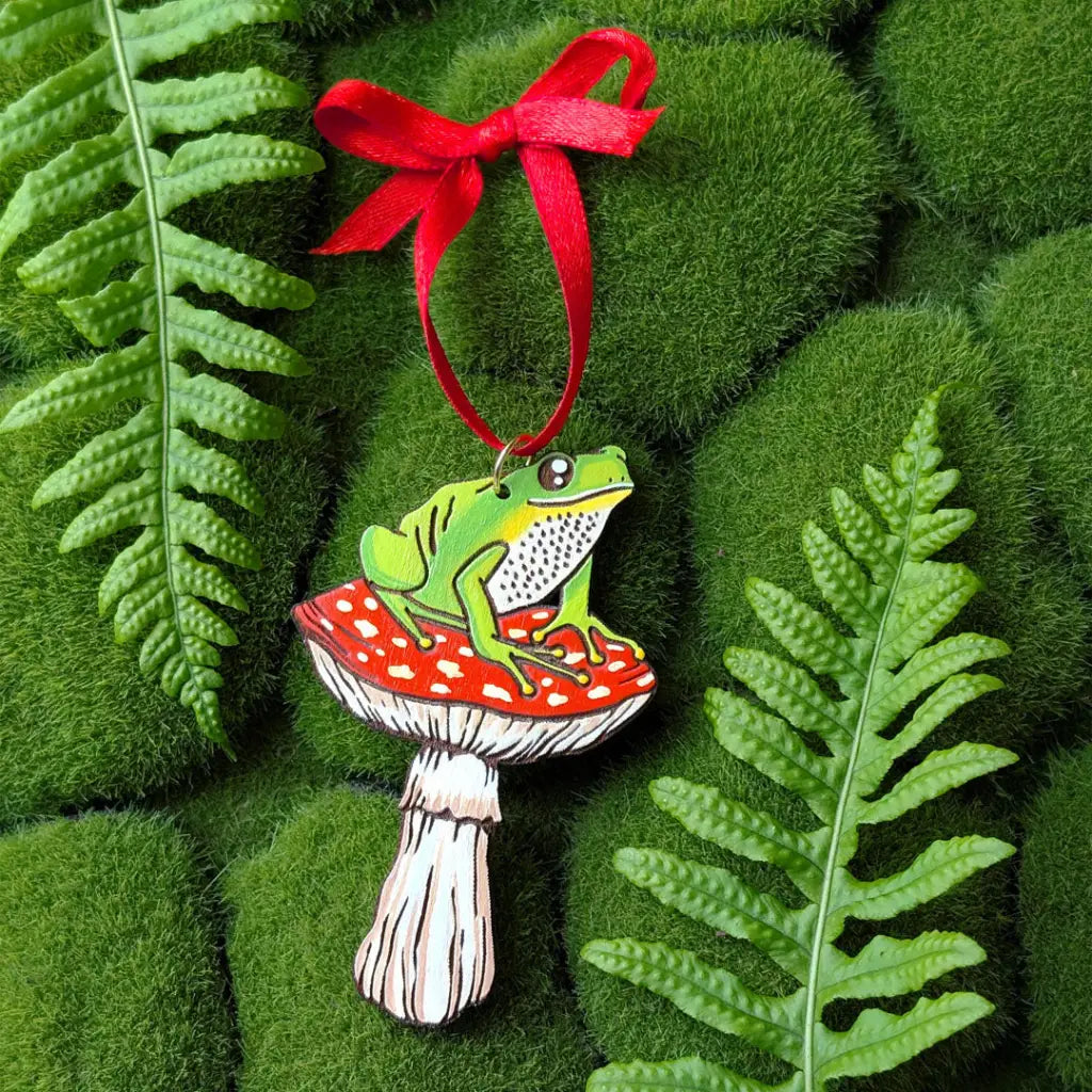 Frog Mushroom Ornament Ornaments