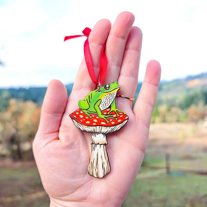 Frog Mushroom Ornament Ornaments