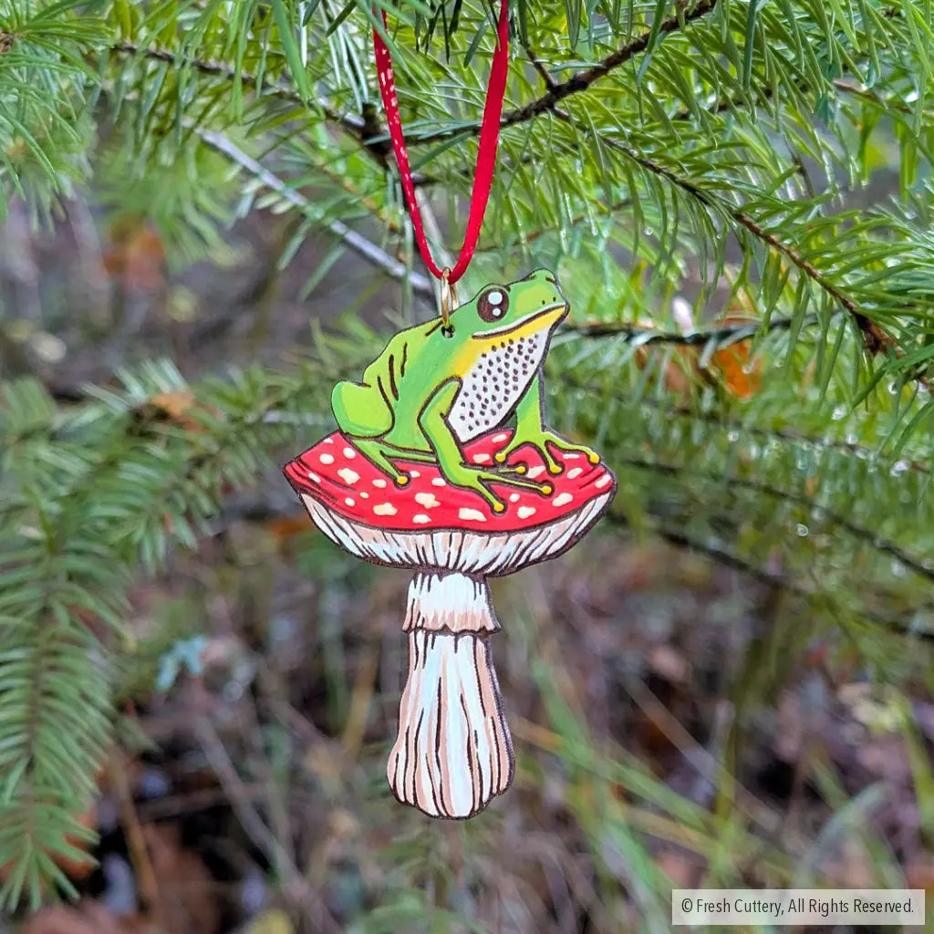 Frog Mushroom Ornament Ornaments