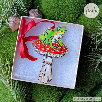 Frog Mushroom Ornament Ornaments