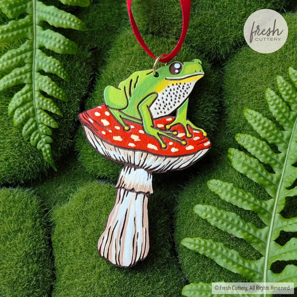 Frog Mushroom Ornament Ornaments