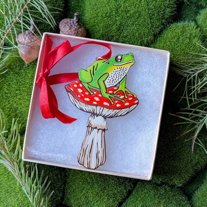 Frog Mushroom Ornament Ornaments