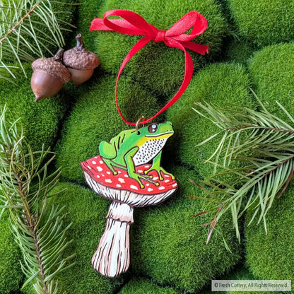 Frog Mushroom Ornament Ornaments