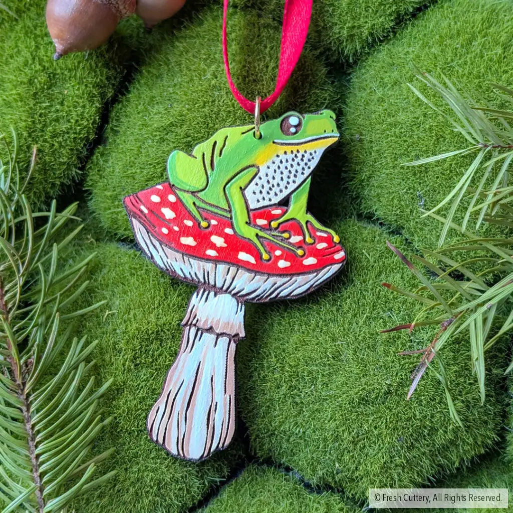 Frog Mushroom Ornament Ornaments