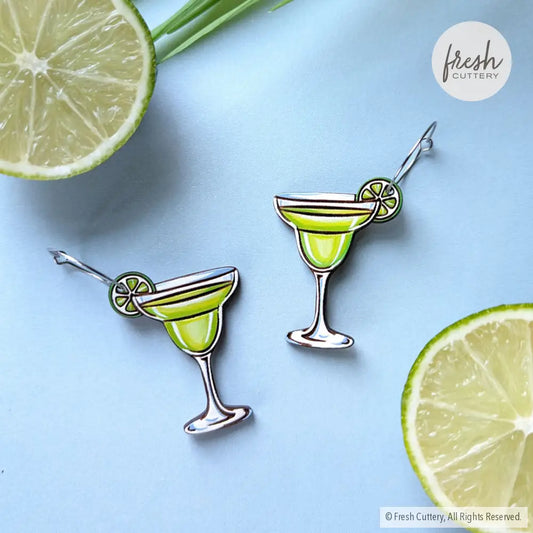 Frozen Margarita Earrings Silver Hoops Dangle And Drop