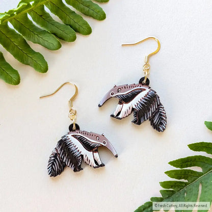 Giant Anteater Earrings Gold Ear Wires Dangle and Drop Earrings