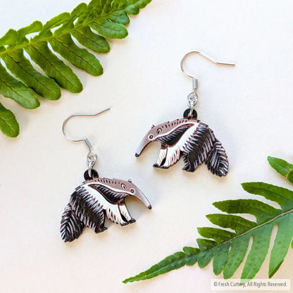 Giant Anteater Earrings Silver Ear Wires Dangle and Drop Earrings