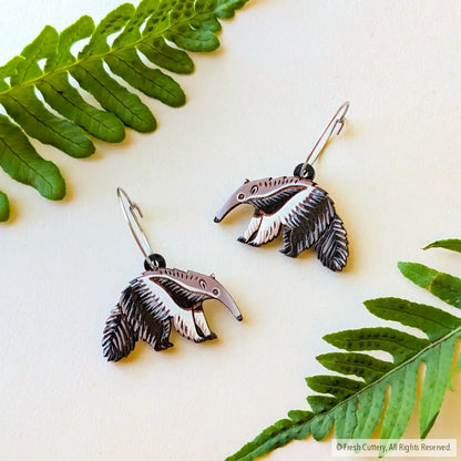 Giant Anteater Earrings Silver Hoops Dangle and Drop Earrings