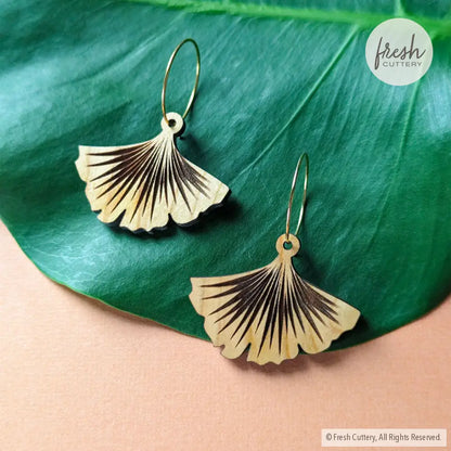 Ginkgo Leaf Hoop Earrings Dangle And Drop