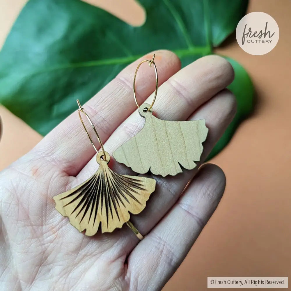 Ginkgo Leaf Hoop Earrings Dangle And Drop