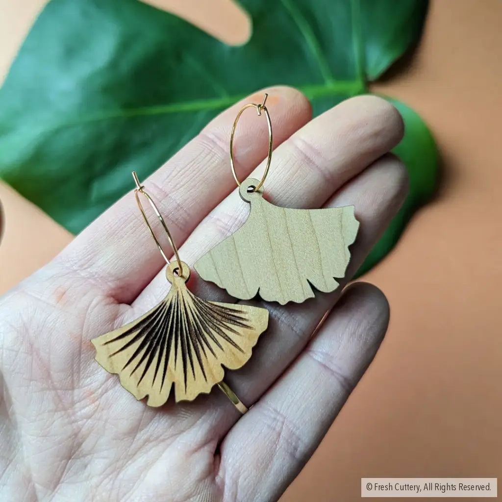 Ginkgo Leaf Hoop Earrings Dangle And Drop
