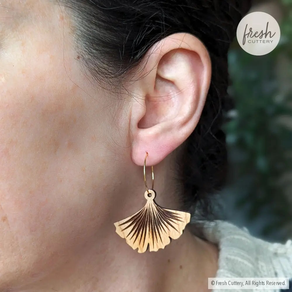 Ginkgo Leaf Hoop Earrings Dangle And Drop