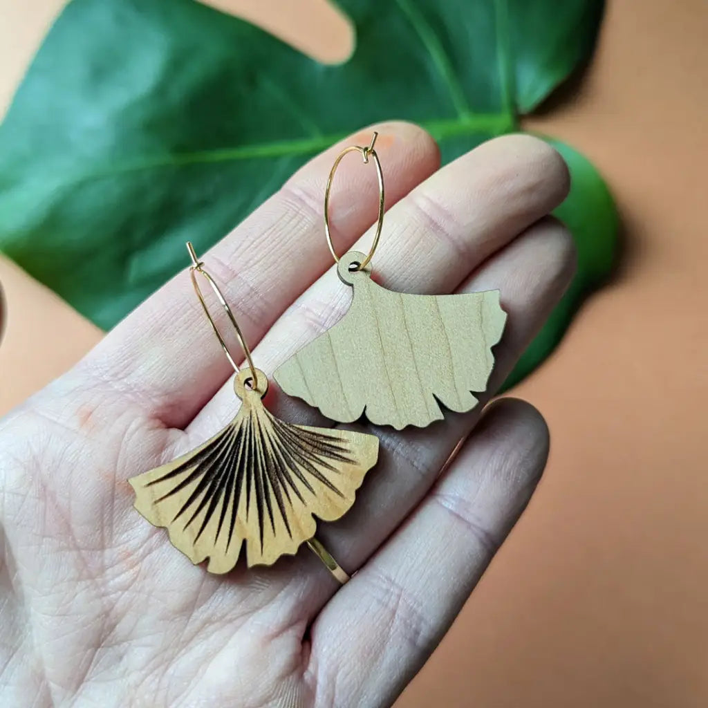 Ginkgo Leaf Hoop Earrings Dangle And Drop