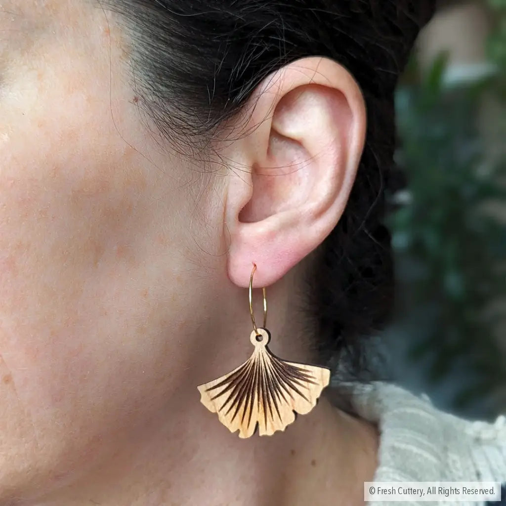Ginkgo Leaf Hoop Earrings Dangle And Drop