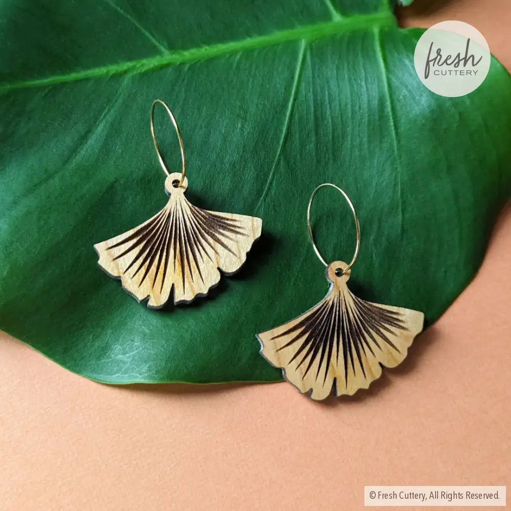 Ginkgo Leaf Hoop Earrings Dangle And Drop