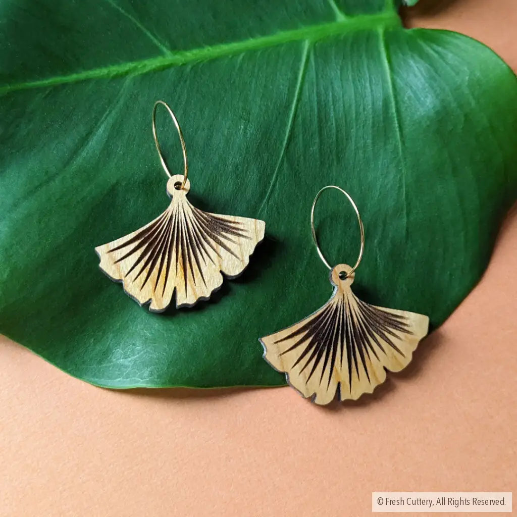Ginkgo Leaf Hoop Earrings Dangle And Drop
