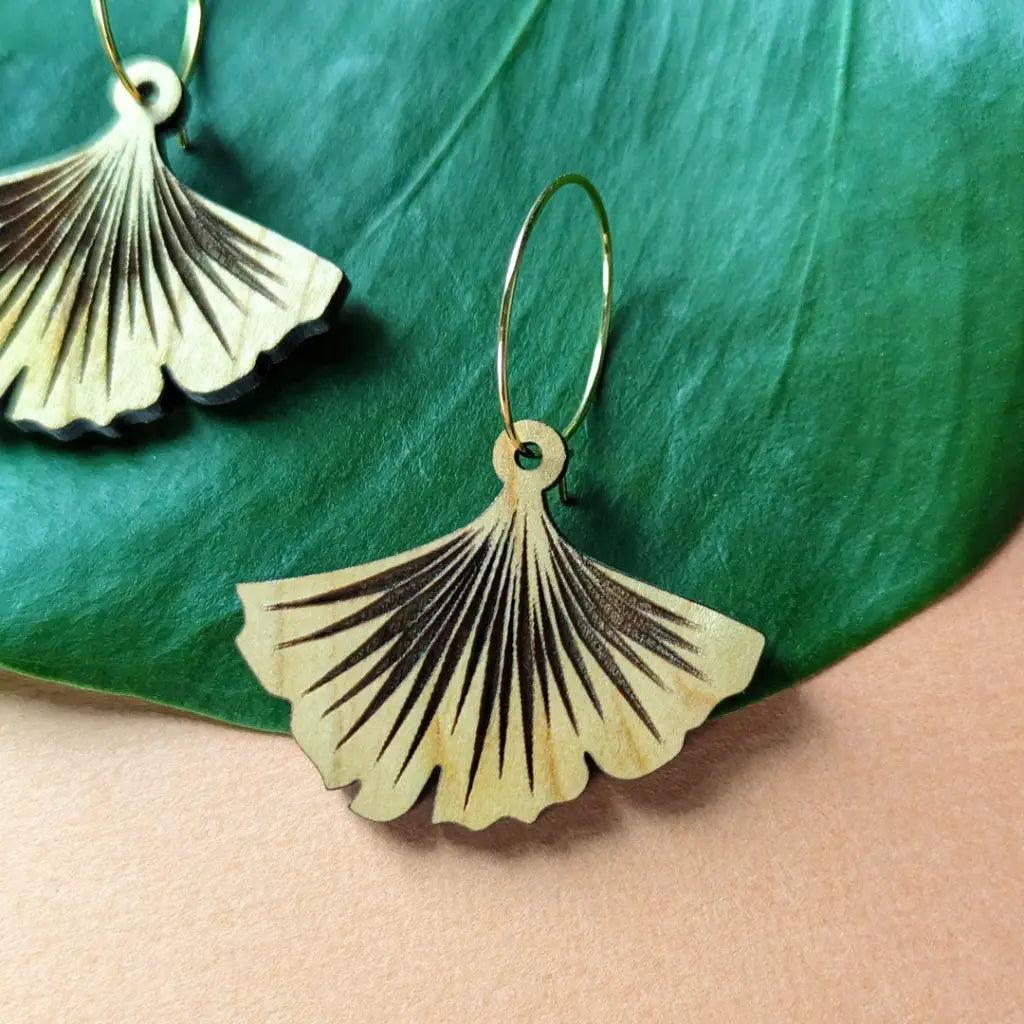 Ginkgo Leaf Hoop Earrings Dangle And Drop