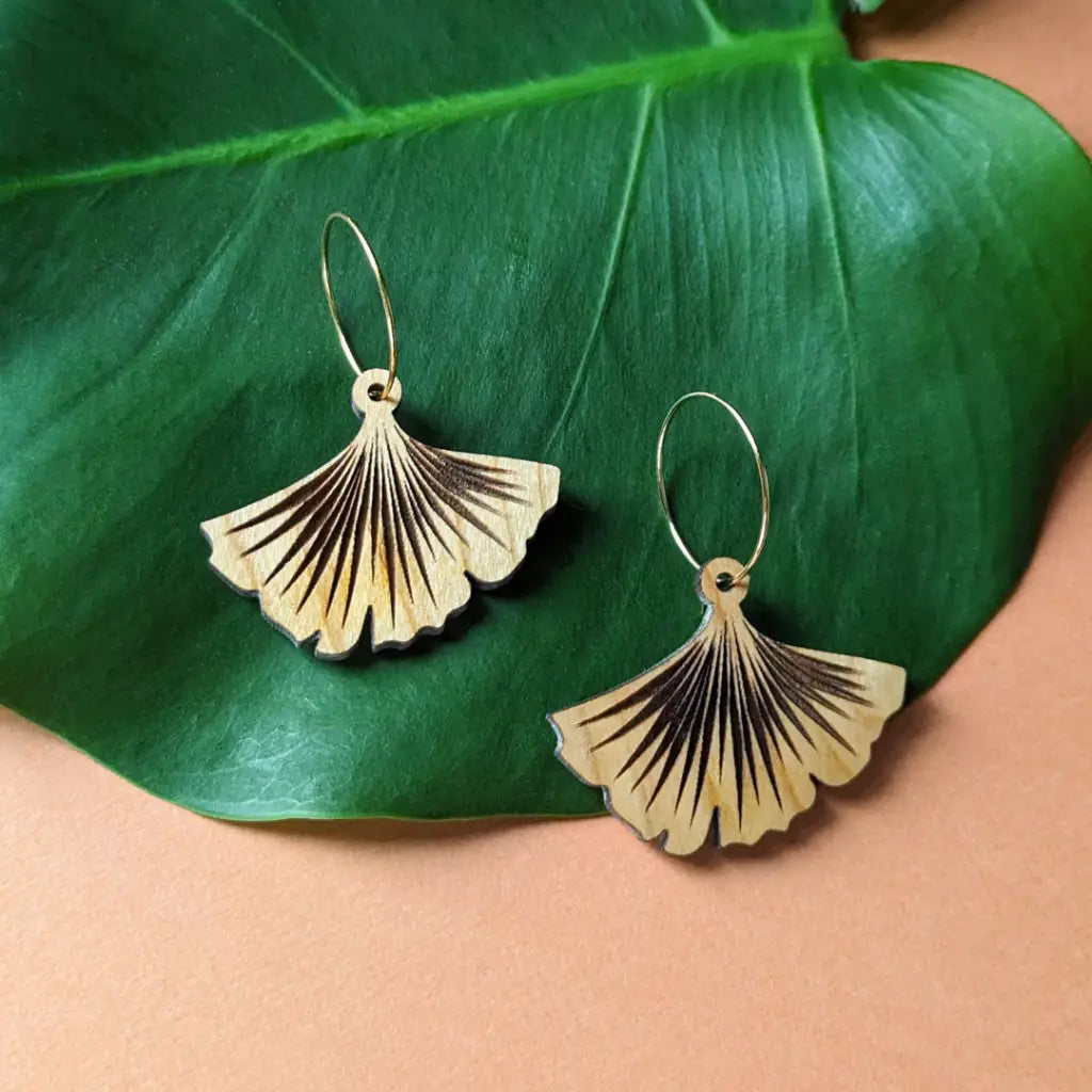 Ginkgo Leaf Hoop Earrings Dangle And Drop