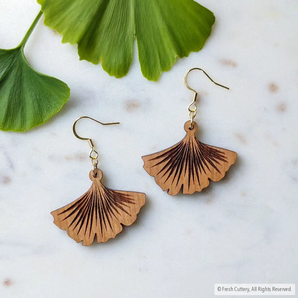 Ginkgo Leaf Hoop Earrings Gold Ear Wires Dangle And Drop