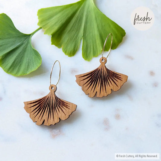 Ginkgo Leaf Hoop Earrings Gold Hoops Dangle And Drop