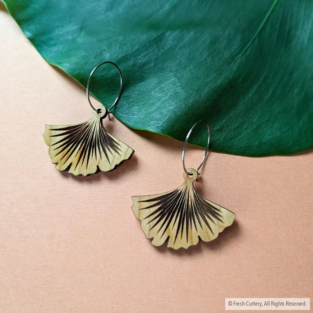 Ginkgo Leaf Hoop Earrings Silver Hoops Dangle And Drop