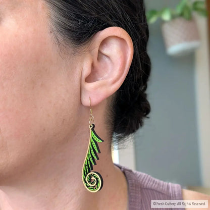 Golden Fiddlehead Fern Earrings - Dangle and Drop Earrings