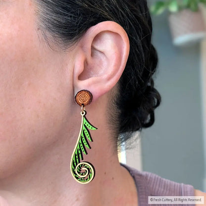 Golden Fiddlehead Fern Earrings - Dangle and Drop Earrings