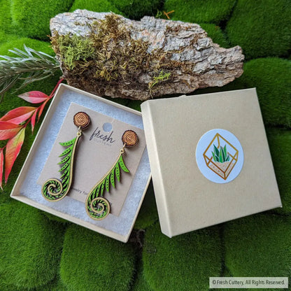 Golden Fiddlehead Fern Earrings Dangle And Drop