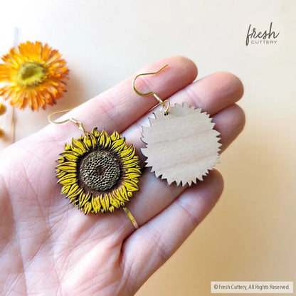 Golden Sunflower Earrings Dangle And Drop