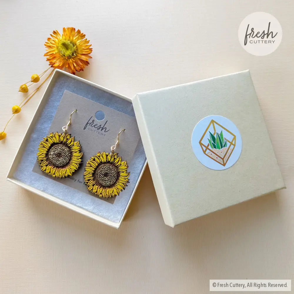 Golden Sunflower Earrings Dangle And Drop