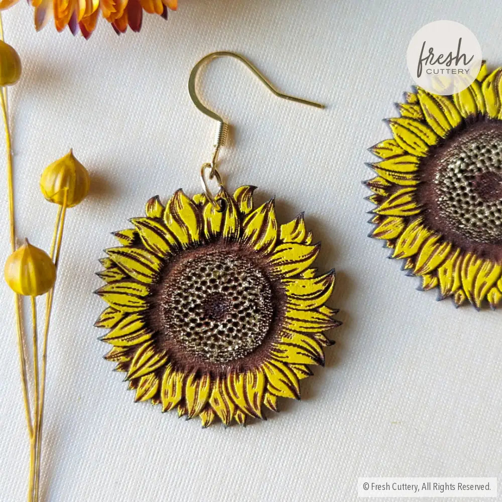 Golden Sunflower Earrings Dangle And Drop