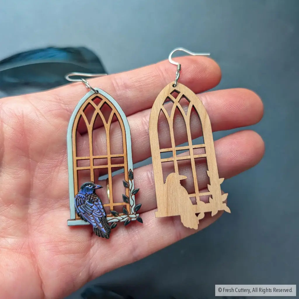 Gothic Cathedral Raven Earrings Dangle and Drop Earrings